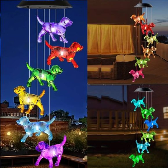 JOBOSI Dog Crystal String Lights Solar Windchimes - Picture 4 of 4